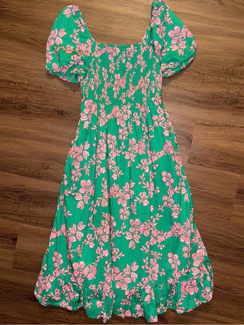 J. Crew Smocked Floral Midi Dress